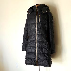 Michael Kors Long Black Winter Coat Large Hooded